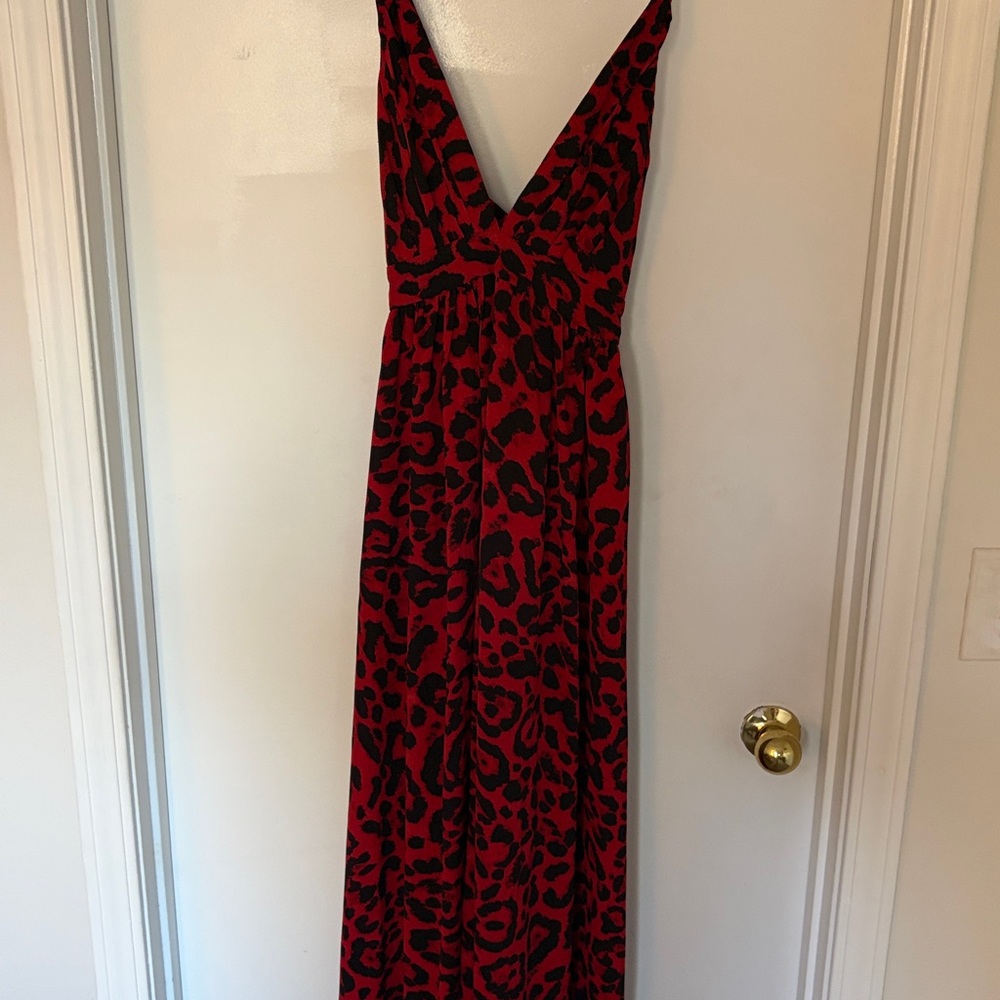 SHEIN Red and Black Animal Print Dress